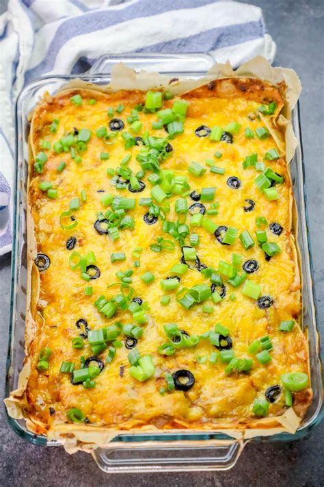 Easy Chicken Enchilada Pie Bake Green Chile Cheesy Layered Enchilada Pie Casserole