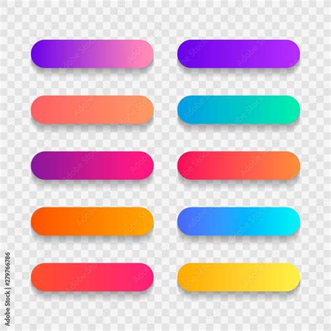 Super set of button gradient style with shadow isolated on transparent ...