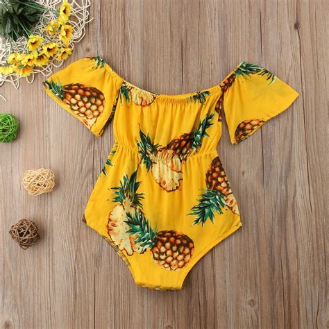 Brand New Newborns/Infants Baby Girls Off Shoulder Bodysuit Pineapple – Shop Kids Wear Teen ...