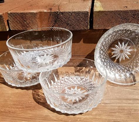 Vintage Arcoroc Glass Crystal Serving Bowls / France / Set of 2 / Vintage Cut Glass Bowls ...