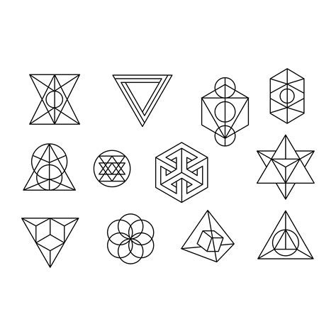 Geometric Shapes Themed Hand Poke Tattoo Flash Sheet & Stencil - Etsy