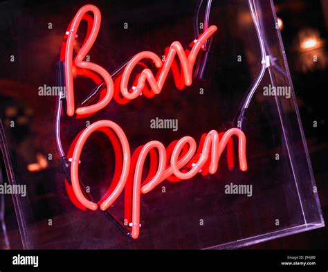 Neon bar open sign Stock Photo - Alamy