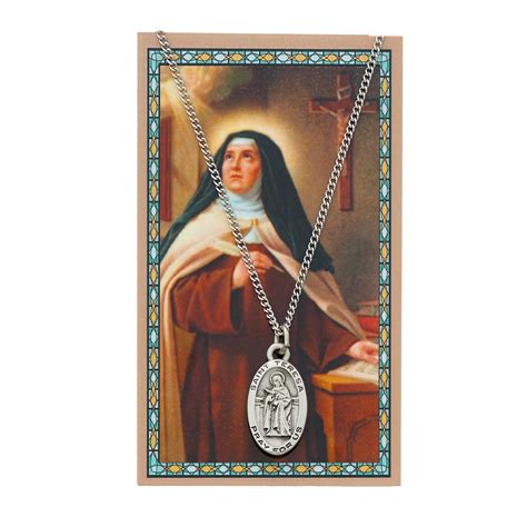 Pewter St. Teresa of Avila Medal and Prayer Card - Our Lady of Clear Creek Abbey