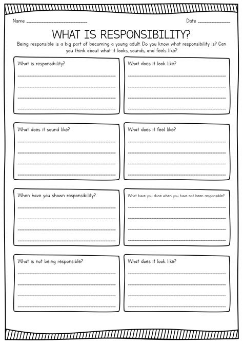 Worksheets On Responsibility | Therapy worksheets, Counseling worksheets, Counseling activities