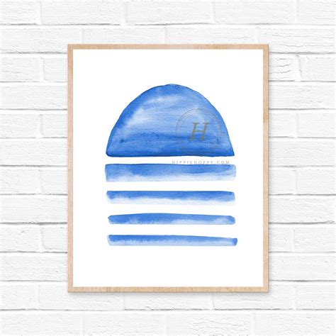 Blue Abstract Watercolor Art, Unframed