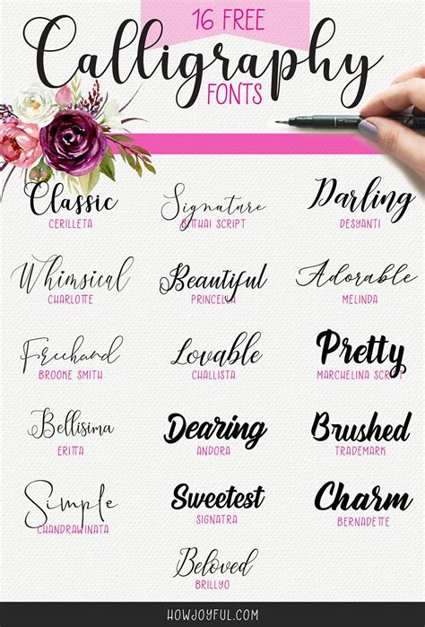 16 FREE calligraphy fonts for your next creative project | Free calligraphy fonts, Lettering ...