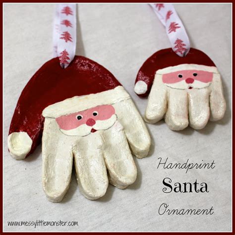 Salt Dough Ornaments - Santa Handprints - Fun Crafts Kids