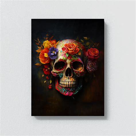 Skull Colorful Sugar Skull 31 Canvas Wall Art Decor - Etsy