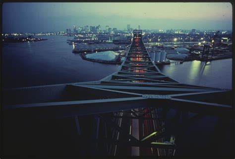 Boston skyline from Tobin Bridge, at night - Digital Commonwealth