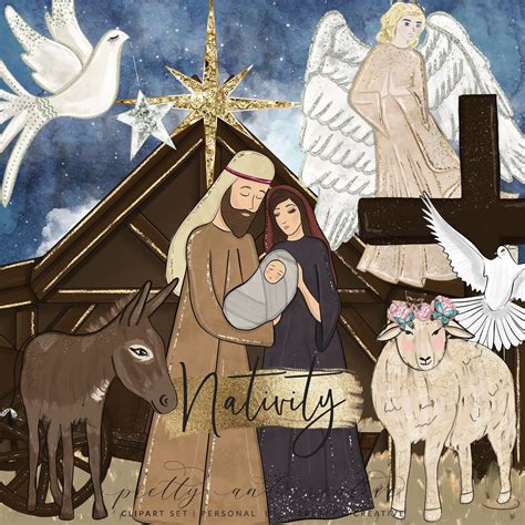 Nativity Clipart Religious Christmas jesus clipart star | Etsy