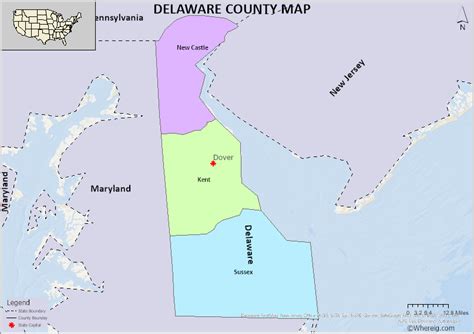 Delaware Map With Counties And Cities