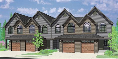 F-589 Row house style four plex house plan