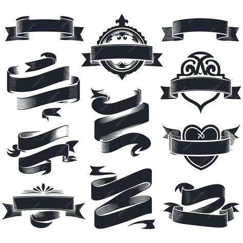 Premium Vector | Ribbonsilhouettebannerssetvector