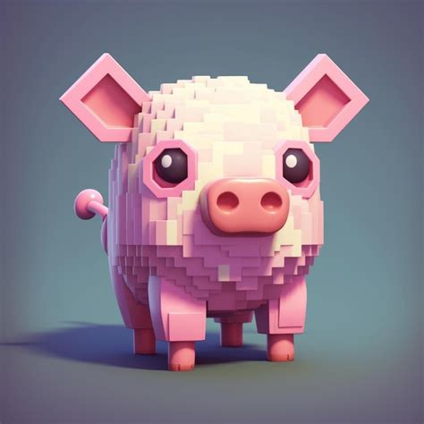 Premium AI Image | Creating A Cute Pig Character With Minecraft Pixel Art