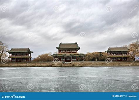 The Summer Palace in Winter Evening Stock Image - Image of season, xidi ...