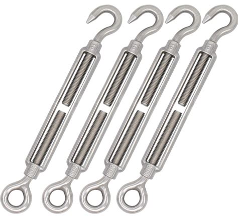 M10 Turnbuckle,Thread Stainless Steel Hook & Eye Alele Stainless Steel 304 Turnbuckles Heavy ...