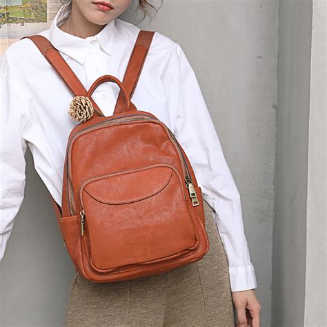 Women's Small Genuine Leather Backpack Bag Purse Trendy Backpacks For ...