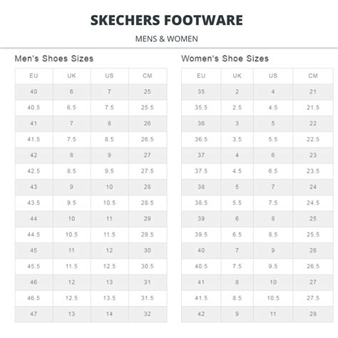 Skechers Size Chart – Shoe Bizz