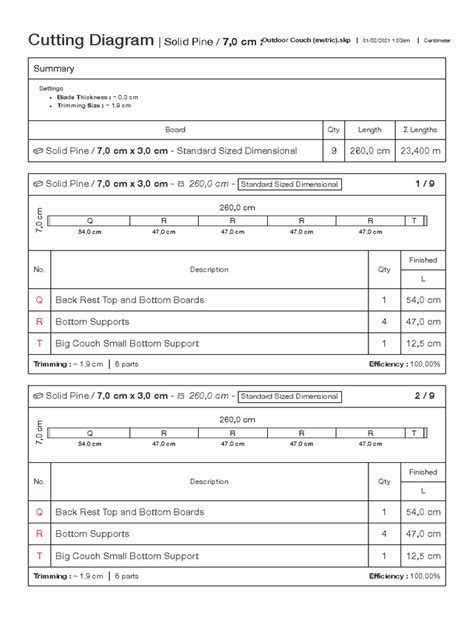 Cutting Diagram 7cmx3cm | PDF