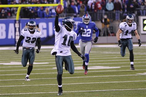 The Philadelphia Eagles' Desean Jackson looks back in celebration as he ...