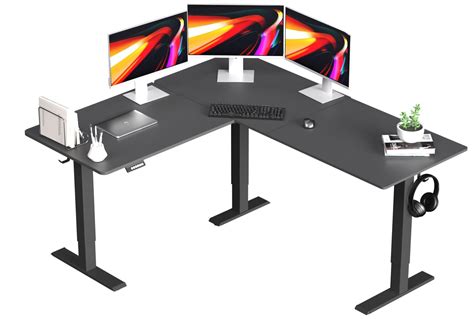 ExaDesk Upgrade Version 63 * 55 inch L Shaped Electric Adjustable Height Standing Desk, Corner ...
