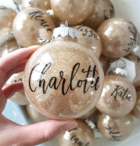 Personalized GOLD CHRISTMAS ORNAMENT, Holiday Decor, Hand Lettered ...