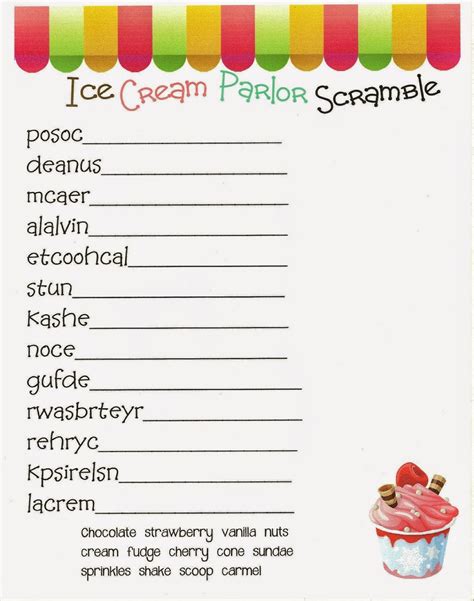 Free Printable Word Scramble