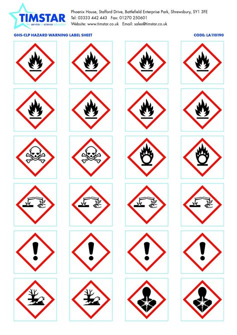 Ghs-Clp Hazard Warning Labels Sheet.