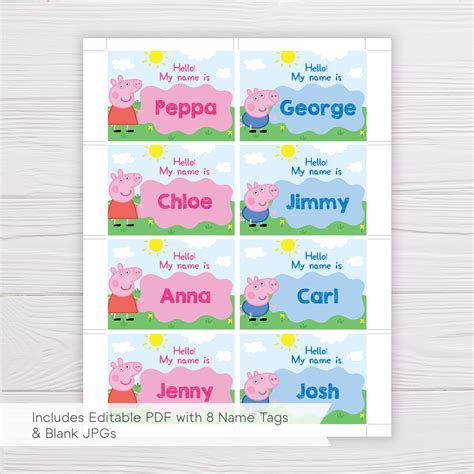 Peppa Pig Name Tag Template - Dgtally