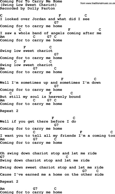 Dolly Parton song: Coming For To Carry Me Home, lyrics and chords