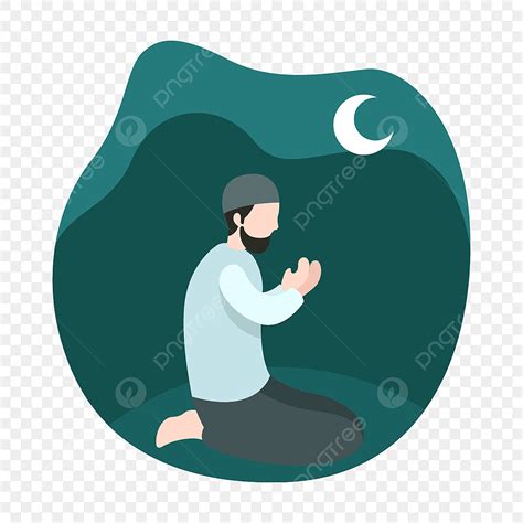 Ramadan Kareem Clipart Vector, Muslim Man Praying On Night Ramadan ...