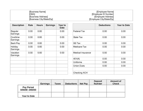 Pay Stub Template Word Document | Professional Template for Business