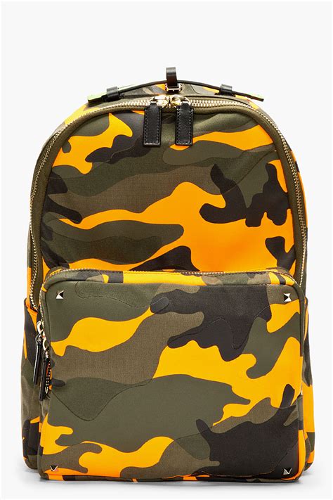 Valentino Orange Camo Backpack in Green for Men (orange) | Lyst