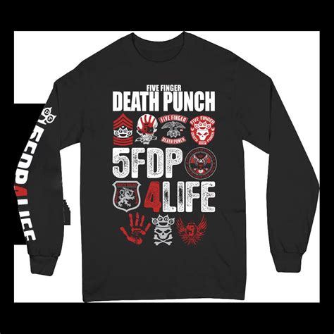 Regular Five Finger Death Punch F8 Men Long-Sleeve Shirt Black Tops, T-Shirts & Shirts Clothing