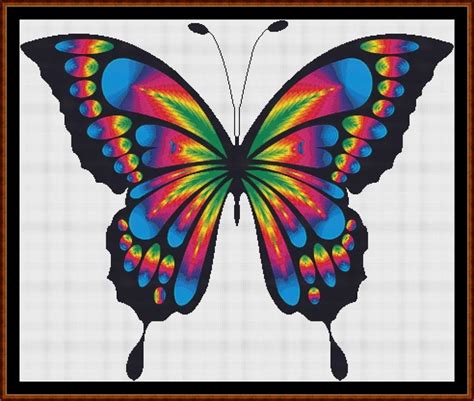 Rainbow Butterfly Cross Stitch | Butterfly drawing, Butterfly coloring ...