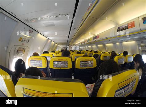 Fisheye view of Ryanair Boeing 737-800 interior with passengers Stock ...