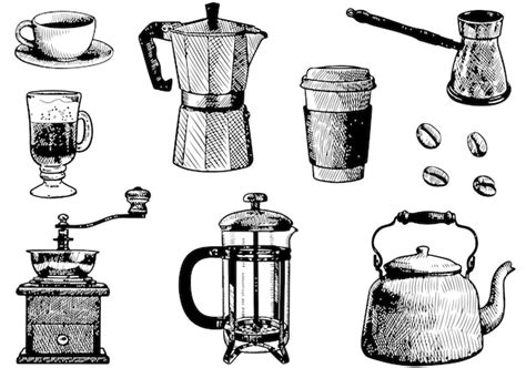 Premium Vector | Vector drawings of coffee cup coffee maker irish ...