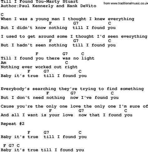 Country Music:Till I Found You-Marty Stuart Lyrics and Chords