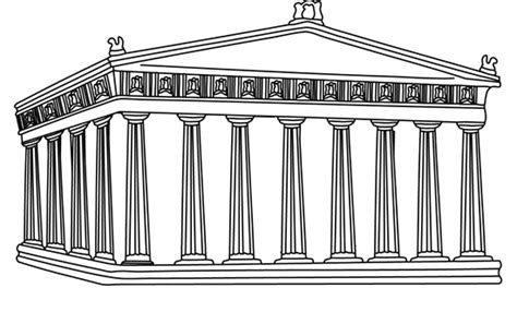 History Clipart- acropolis-ancient-greece-bw-outline - Classroom Clipart