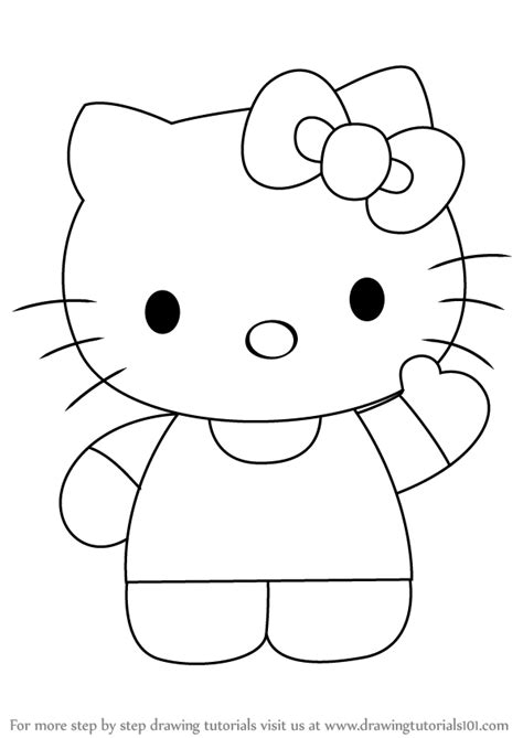 How to draw Hello Kitty - DrawingTutorials101.com | Hello kitty colouring pages, Hello kitty ...