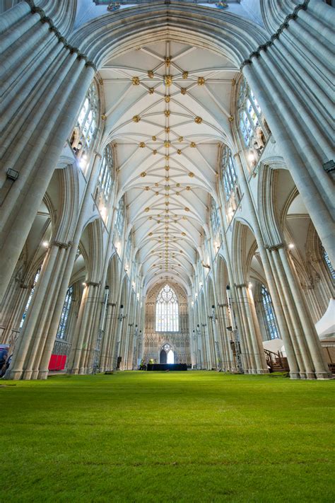 york minster cathedral interior covered in grass