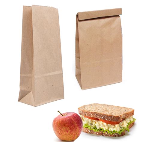 60 Pc Lunch Bag Brown Paper Bags Sandwich Container Snack Food Grocery 10.5"L | eBay