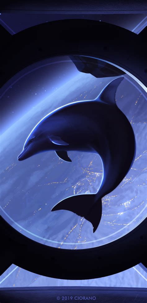 1440x2960 Spaceship Dolphin Night Painting 5k Samsung Galaxy Note 9,8 ...