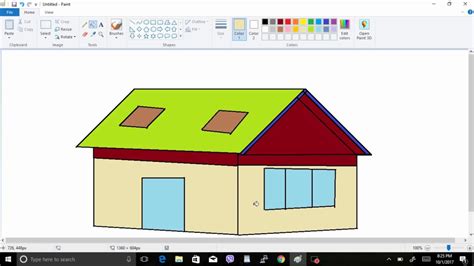 How to draw simple house in ms paint - YouTube