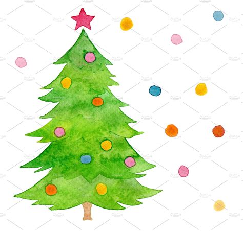 Watercolor Christmas tree | Abstract Stock Photos ~ Creative Market