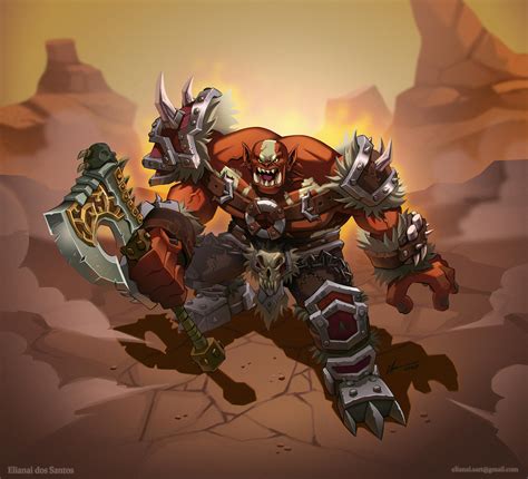 Orc Warrior, art by Elianai dos Santos : r/wow