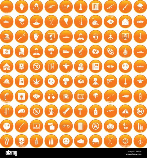 100 oppression icons set orange Stock Vector Image & Art - Alamy