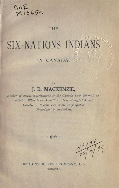 The Six-Nations Indians in Canada : Mackenzie, J.B : Free Download ...