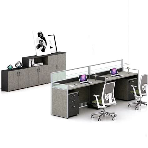 2 Person Office Cubicle Workstation With Glass Partition - Buy High Quality Office Cubicle ...