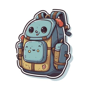 Sticker Of A Blue Backpack With Cartoon Characters On It Clipart Vector, Cartoon Clipart ...